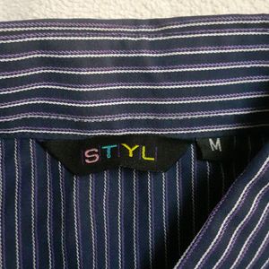 Styl Women Formal Shirt Purple Stripes