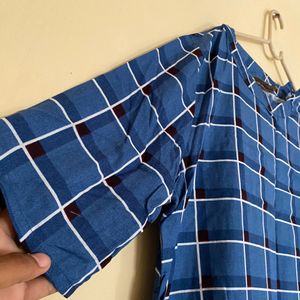 Checks Design Blue Kurta For Women