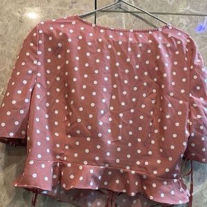 Peach White Dotted Top