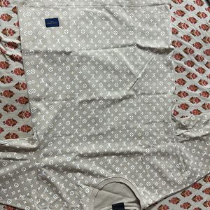 LV Beige Drop Shoulder Tshirt