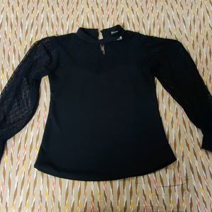 Black Top With Net Long Sleeves.