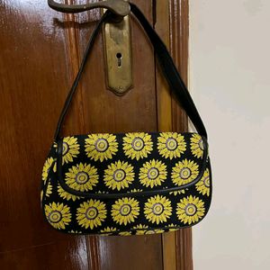 Black Sunflower Printed Bag