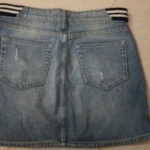 Allsaints denim mini distressed skirt