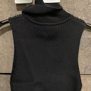 Zara Knitted Embellished cropped Top S