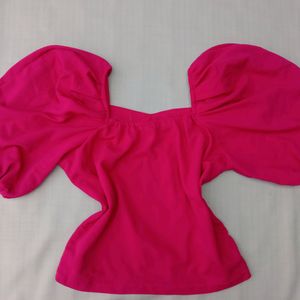 New Puff Sleeves Korean Rose Crop Top