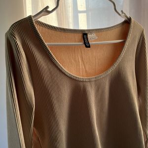 H&M Ribbed Top (Beige)