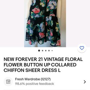 Forever21 Vintage Floral Button Up Collared Dress