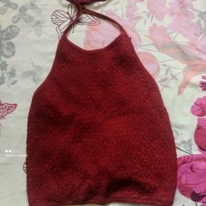 Tie Back Burgundy Crop Top