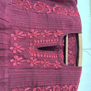 Maroon Chinkankari Half Kurta