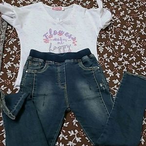 Combo of stylish jeans& sportking top for lil doll