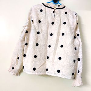 White And Black Polka Dot Top