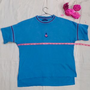 Mast & Harbour Teal blue Embroided Tshirt (Women)