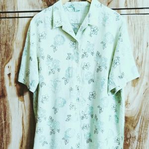 Light Green self Design Cotton Shirt Size-44