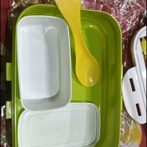 Lunch Box In Green Colour With Iron Man Theme