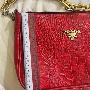 Prada Bag With Chunky Gold Chain