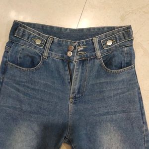 Blue Pure Denim Moms Fit Jeans Woman