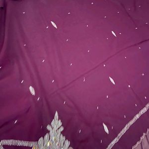 Purple Party  Wear Saree With Blouse