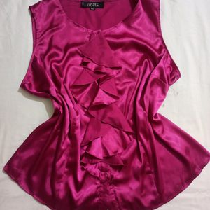 Magenta Sleeveless Satin Top