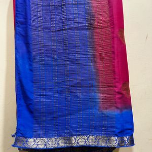 Fancy Dark Pink & Blue Saree