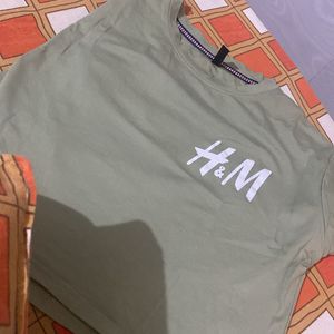 Crop Tshirt Olive Green