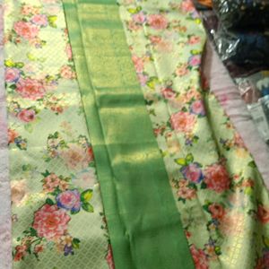 Brand New Digital Floral Kuberpattu In Green Color