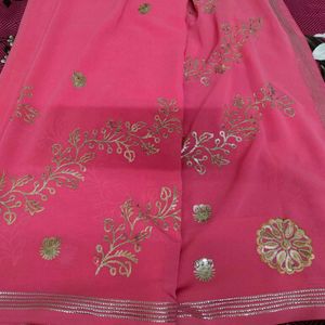 Baby Pink Embellished Sarees Without Blouse