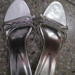 Silver Party Wear Sandles For Ladies