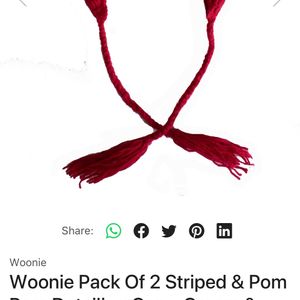 Woonie Striped & Pom Detailing Cap