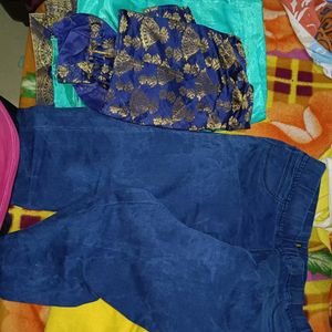 ro3pcs Beutiful Saree With Blouse Jeans Ki Pant