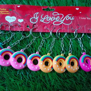 Set Of 12 Donut Keychains