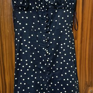 Zara Linen Blend Polkadot Camisole Dress