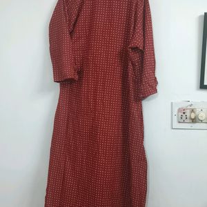 Brown Polka Dot Cotton Kurta