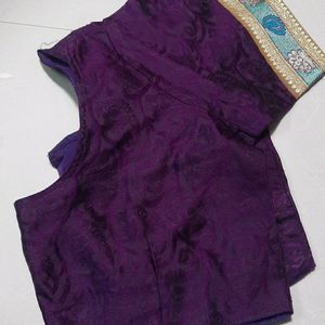 Purple Gold Border Stiched Blouse