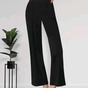 Polyester Blend Solid Women's Trousers🖤