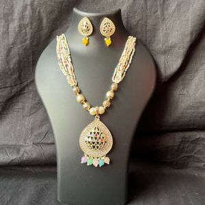 Multi Colour Necklace With Earrings