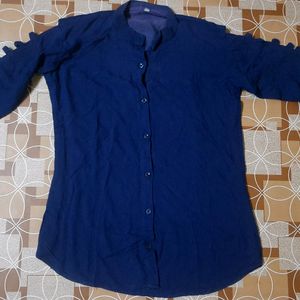 Navy Blue Short Top With Designing Hand