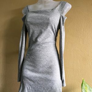 Grey Bodycon Mini Dress 🎀