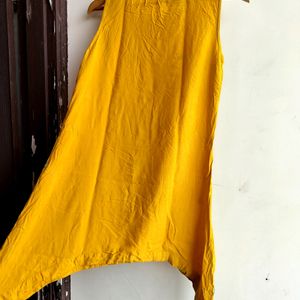 Yellow Mirror Worked Kurti Set (Women's)