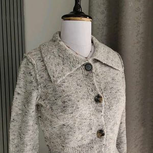 ZARA Woolen Blend Button Collar Cardigan