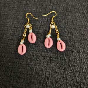 Baby Pink Cowri Earrings