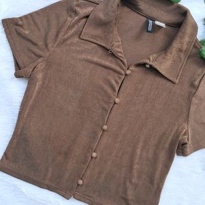 H&M Collared Brown Top