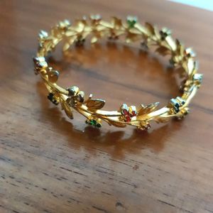 Beautiful Gold Plated Bangle With Stone|1 Piece