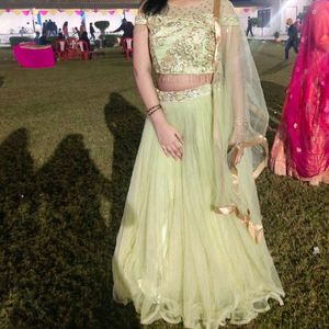 Crop Top Lehenga ( Green)