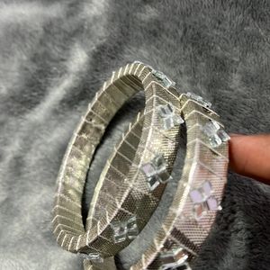 Silver Handmade Mirror Work Kangan