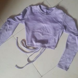 Lavender Colour Backless Crop Top