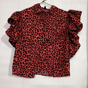 Red Tiger Print Top For Women