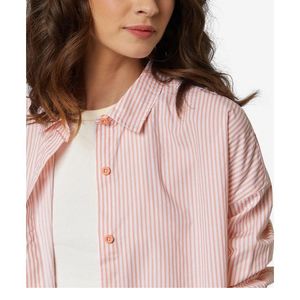 Peach Striped Boyfriend Fit Shirt