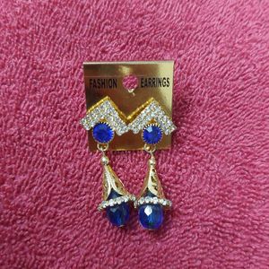 Beautiful Combination Of Blue N Golden Earing