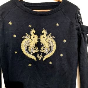 Black & Golden Bird Top