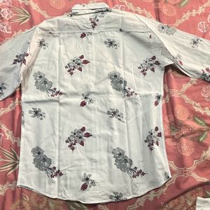 White Floral Design Shirt Of XL Size